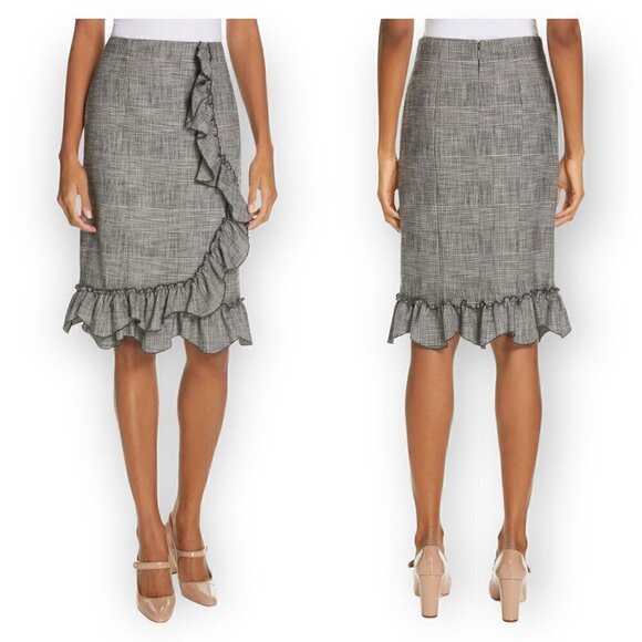 NWT Rebecca Tayler Black and Whie Glen Plaid Ruffle Skirt, size 0 - Picture 15 of 16